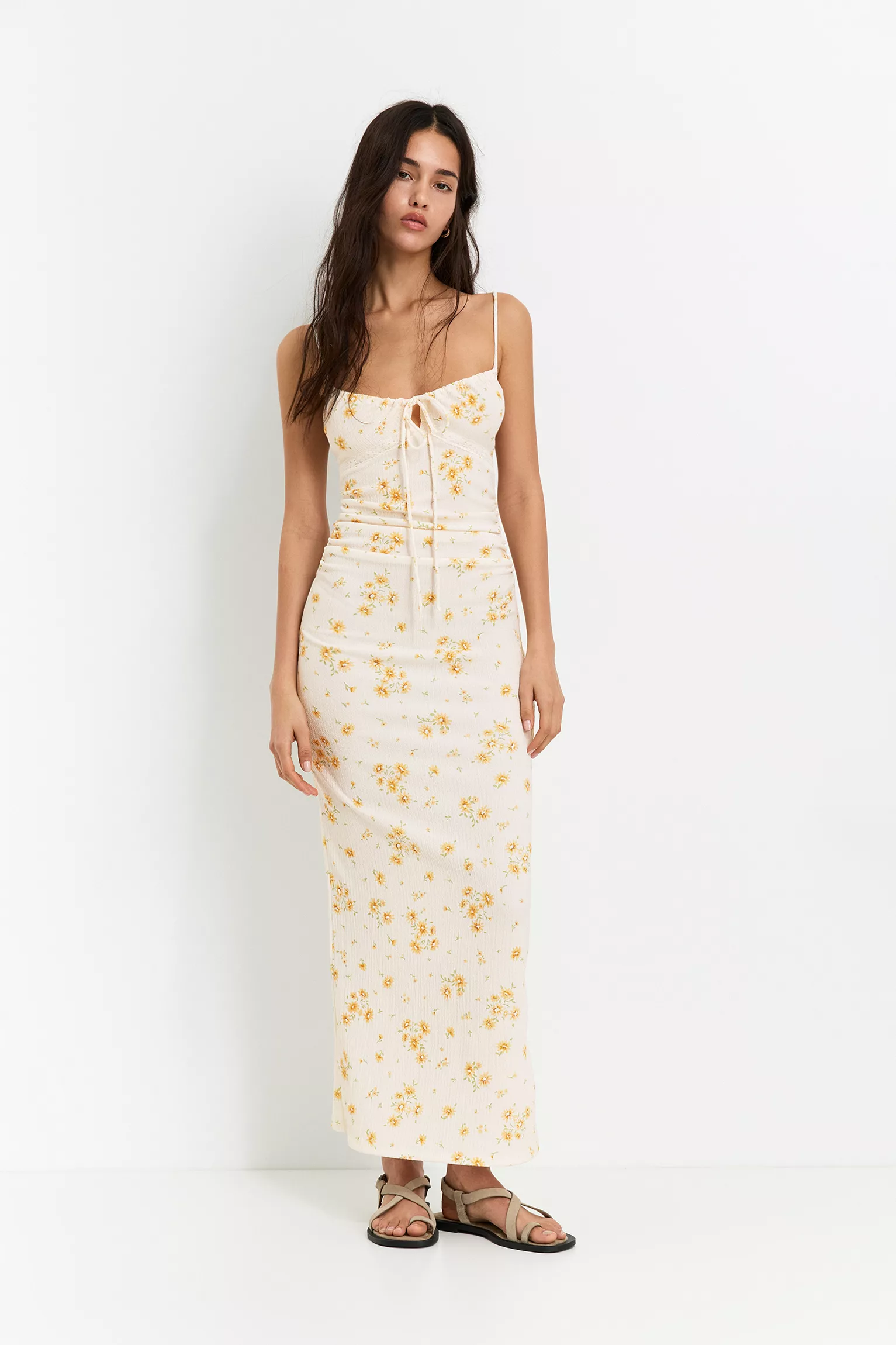 Floral crepe midi dress