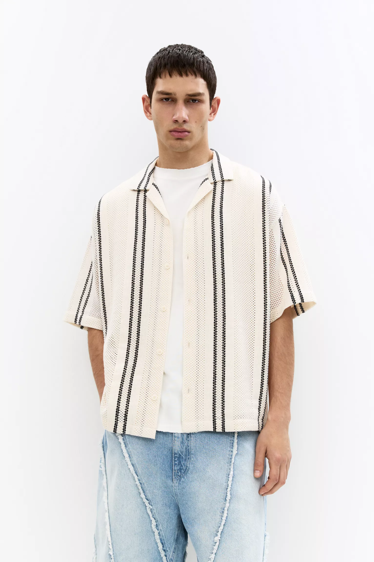 Striped crochet shirt